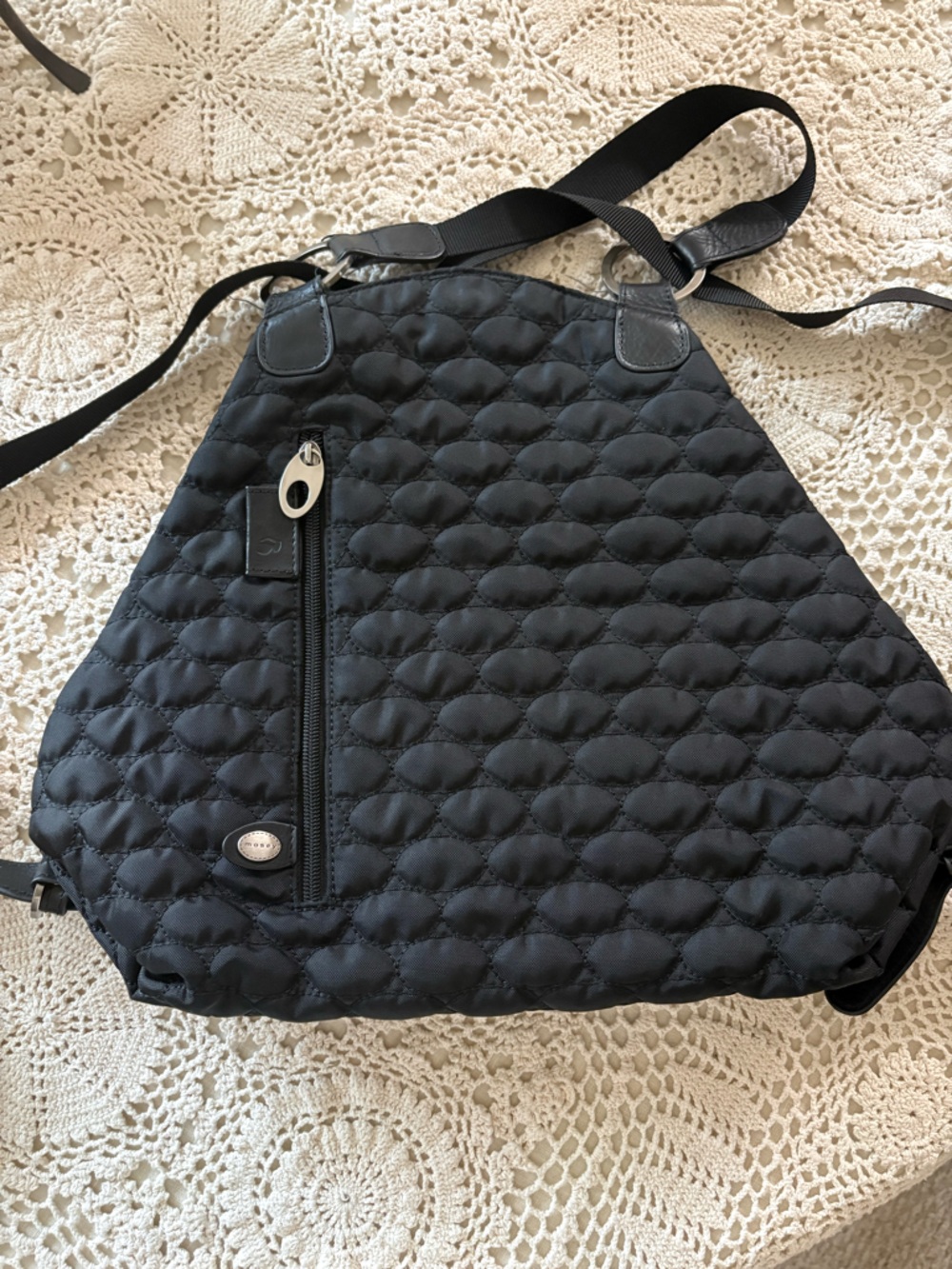 Black Quilted Shoulder Bag with Turn-Lock Closure - Picture 2 of 8